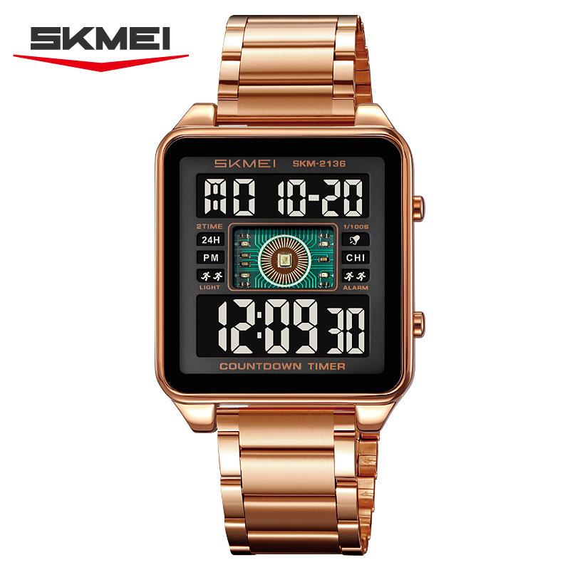 Dual-time multi-function electronic watch Men's square steel belt electronic watch Watch