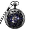 Relógio de Bolso Mecânico Preto Engrenagem Retro Flip Cavado Colar Relógios Masculinos e Femininos Relógios Clássicos