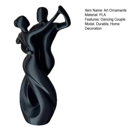 Yousheng 3D Printing Art Ornament, Matte Black Dancing Couple Model, Abstract Tango Dance Statue, with Stable Base Figurine for Home
