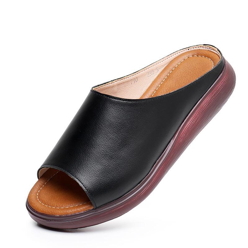 

Модные летние шлепанцы на платформе больших размеров GKTINOO для женщин из натуральной кожи с открытым носком, сандалии на танкетке для женщин, шлепанцы на толстой подошве, zapatillas mujer 12