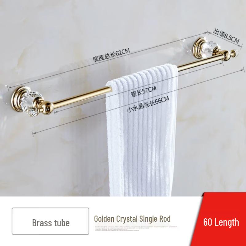 Yuzhu European Style Brass Crystal Wall-Mounted Towel Rack
