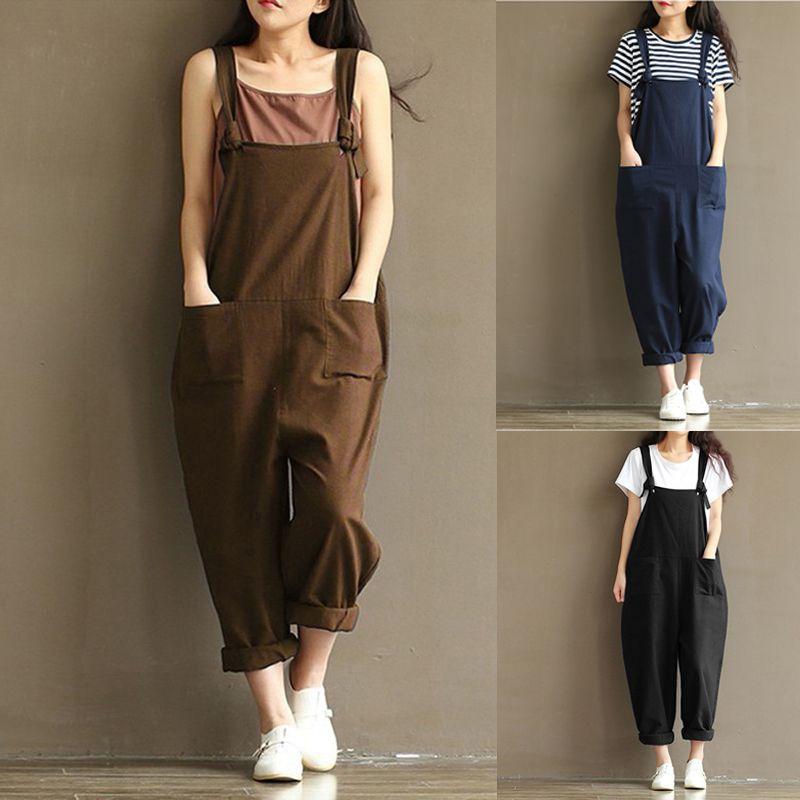Stylish Womens Loose Jumpsuit With Comfortable Sleeveless Design And Wide Leg Fit