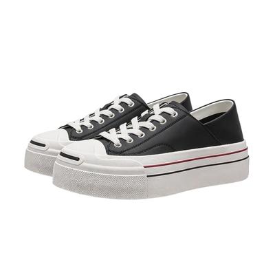 Leather Sneakers with Foldable Platform 5cm Height Leather Easy To Walking Black Effect Japanese Shoe Numerical [Sufon] Women's Heels, 2-Way Slip-on,