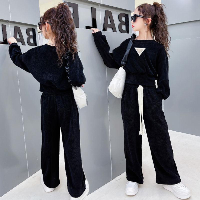 Kids Girls Clothes Sets Autumn Spring Long Sleeve Sweatshirt + Wide Leg Pants Children Clothing Suits