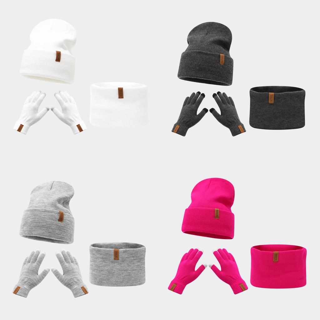 Winter Knitted Hat Scarf Gloves Set With Alphabet Embroidery For Men Women