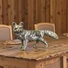 Alloy Fox Figurine Vintage Golden Finish Handcrafted Detailed Carving Mini Decor Statue for Bedroom Desktop Home Decoration