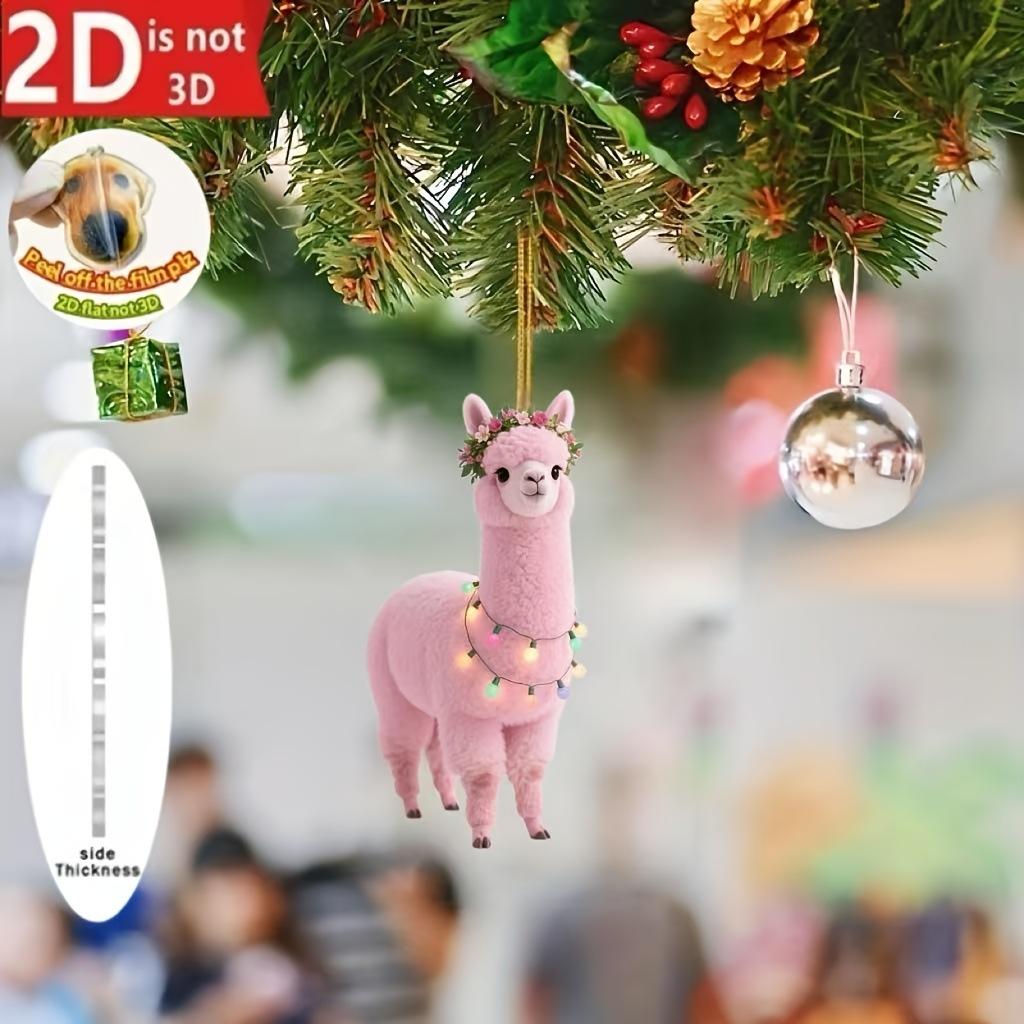 1pc Cute Pink Acrylic Snowman, Bear, Flamingo, Alpaca Christmas Tree Ornaments Hanging Decorations Christmas Gifts Home Decor