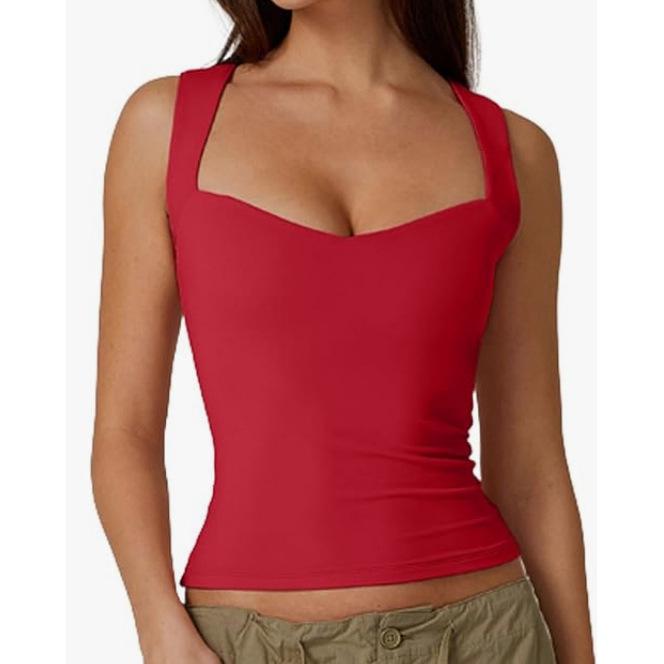 European & American Style Sleeveless Square Neck Crop Top - Casual Hot Girl Vest