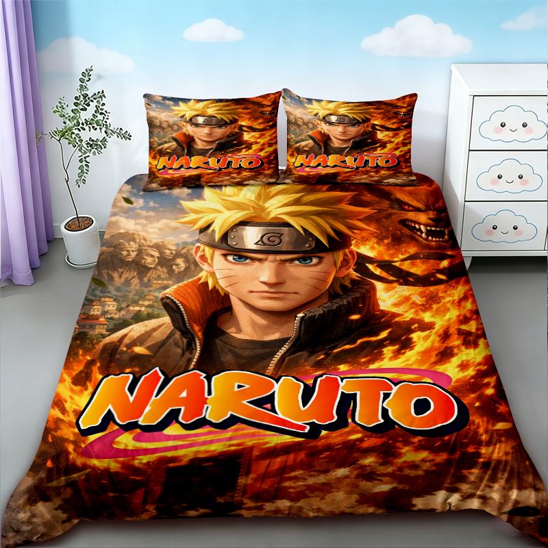 3pcs Duvet Cover Naruto Teens Japanese Anime Bedding Set Comfortable Breathable Quilt Cover Queen King Full Bedroom Decor