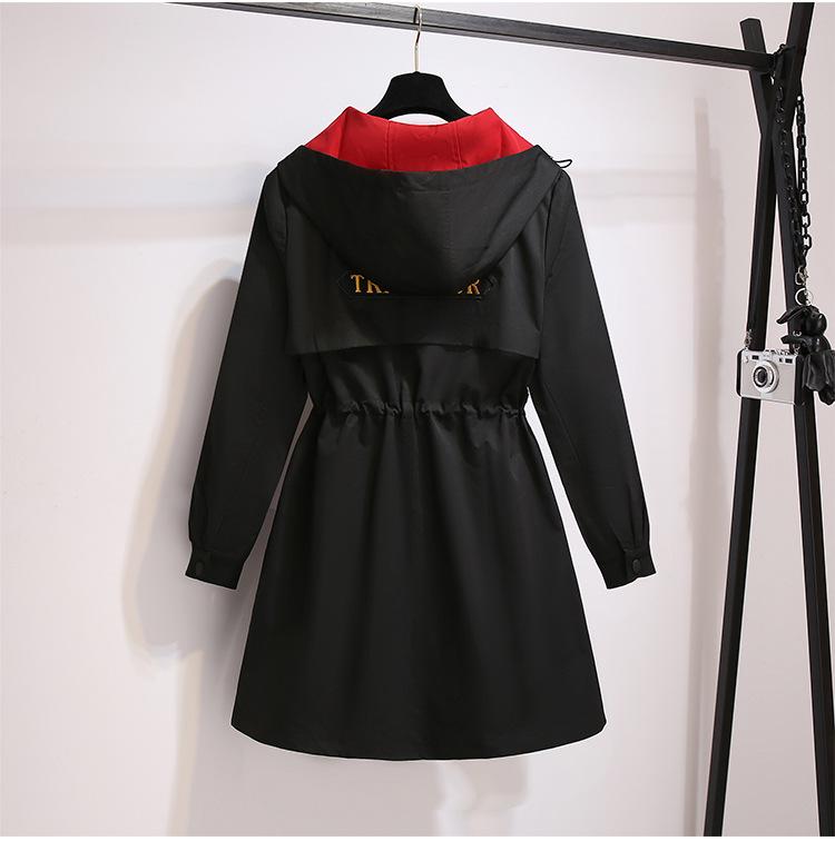 Dámsky dlhý trenčkot s kapucňou nadmernej veľkosti - Kórejský štýl 2024, Jesenný ležérny, Zoštíhľujúci, Všestranný vrchný odev