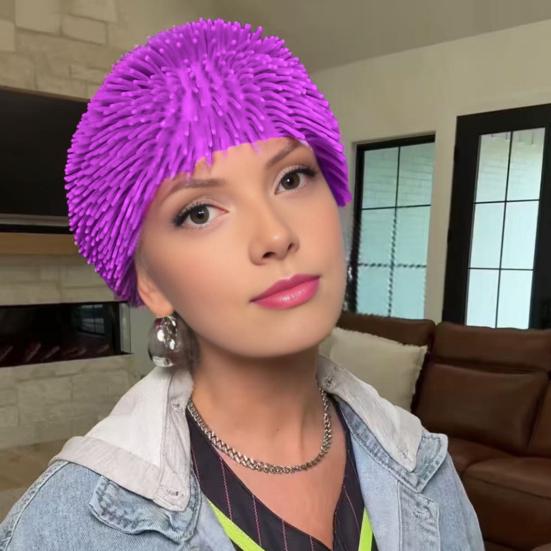 Hairy Headband Vibrant Color Women Men Knitted Hat Halloween Cosplay Sport Fun Wig Costume Accessory