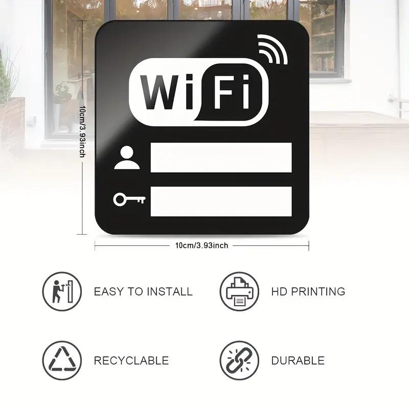 10x10cm WiFi-Logo DIY Spiegel Wandaufkleber Restaurant Büro Schlafzimmer Kindergarten Geschäft Dekoration Spiegelaufkleber