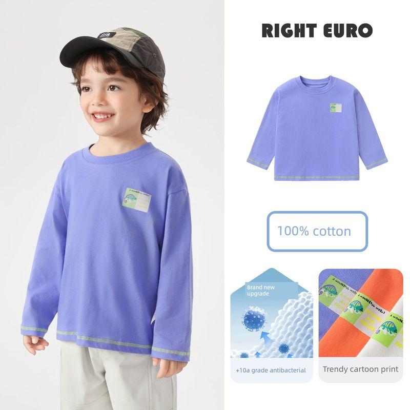 [Right Europe 2026 Spring New Collection Launch] Boys' Long-Sleeve 10A Antibacterial Sweat-Absorbing T-Shirt Baby Children's Clothing Base Layer Shirt