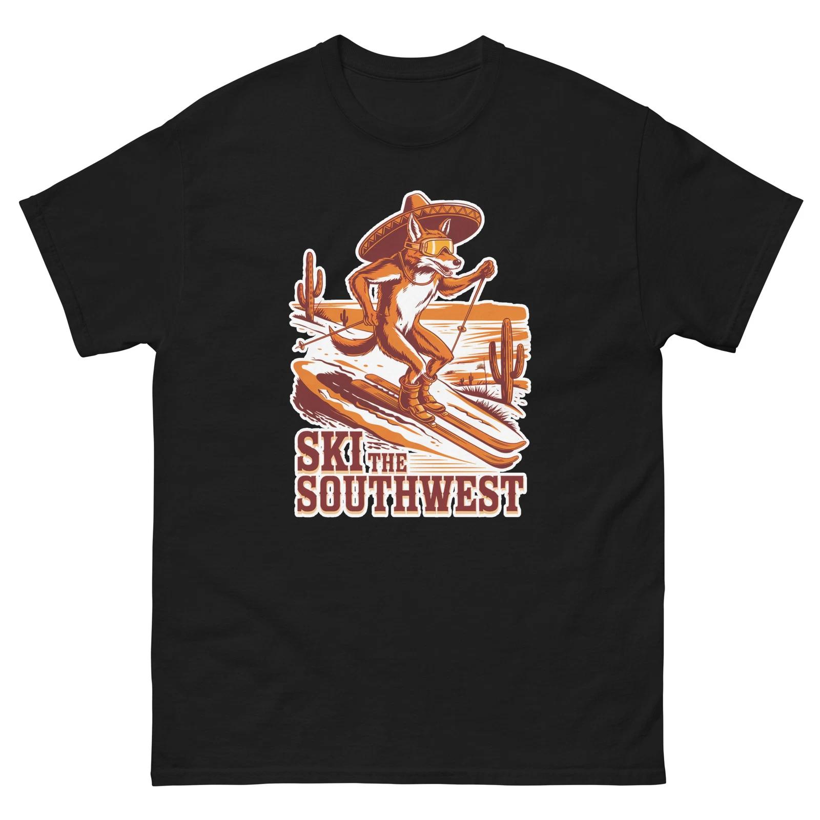 Ski The Southwest Coyote Sombrero Skiing Skier Animal T-Shirt XL
