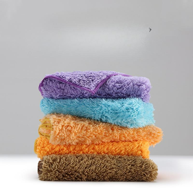 Thickened Coral Fleece rag Household cleaning cloth Multifunctional household scouring cloth Kitchen absorbent towel Dishcloth