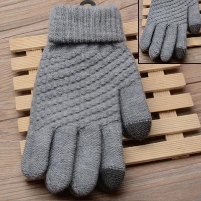 Winter Warm Touch Screen Gloves Stretch Classical Knit Mittens Wool Full Finger Outdoor Cycling Driving Glove For Women Men