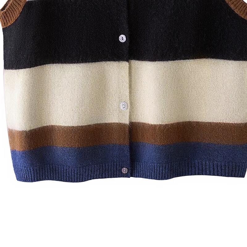 Sibaisha Women's Striped Round Neck Short Vest