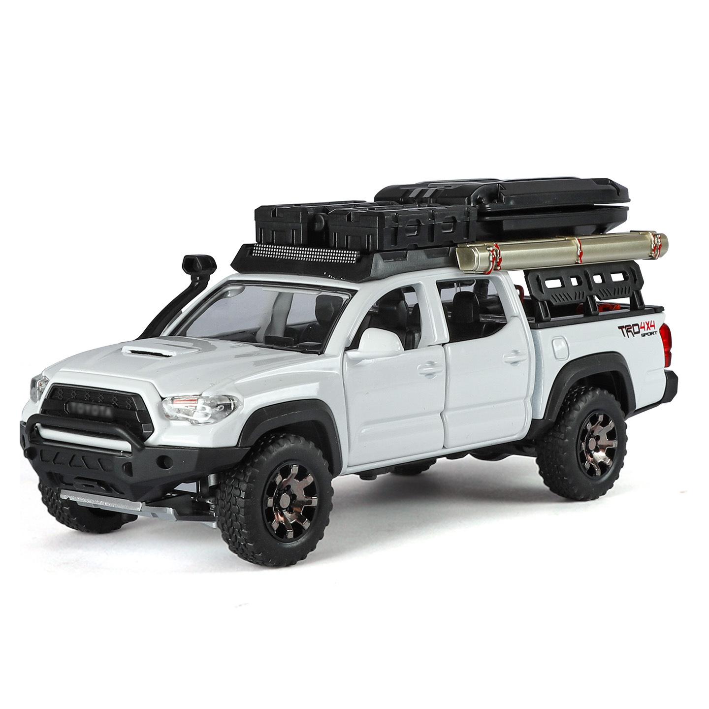 

1/32 Toyota Tacoma Travel Version Alloy Pickup Car Model Diecast Metal Off-Road Vehicles Car Model Sound Light Simulation Kids Toy Gift белый