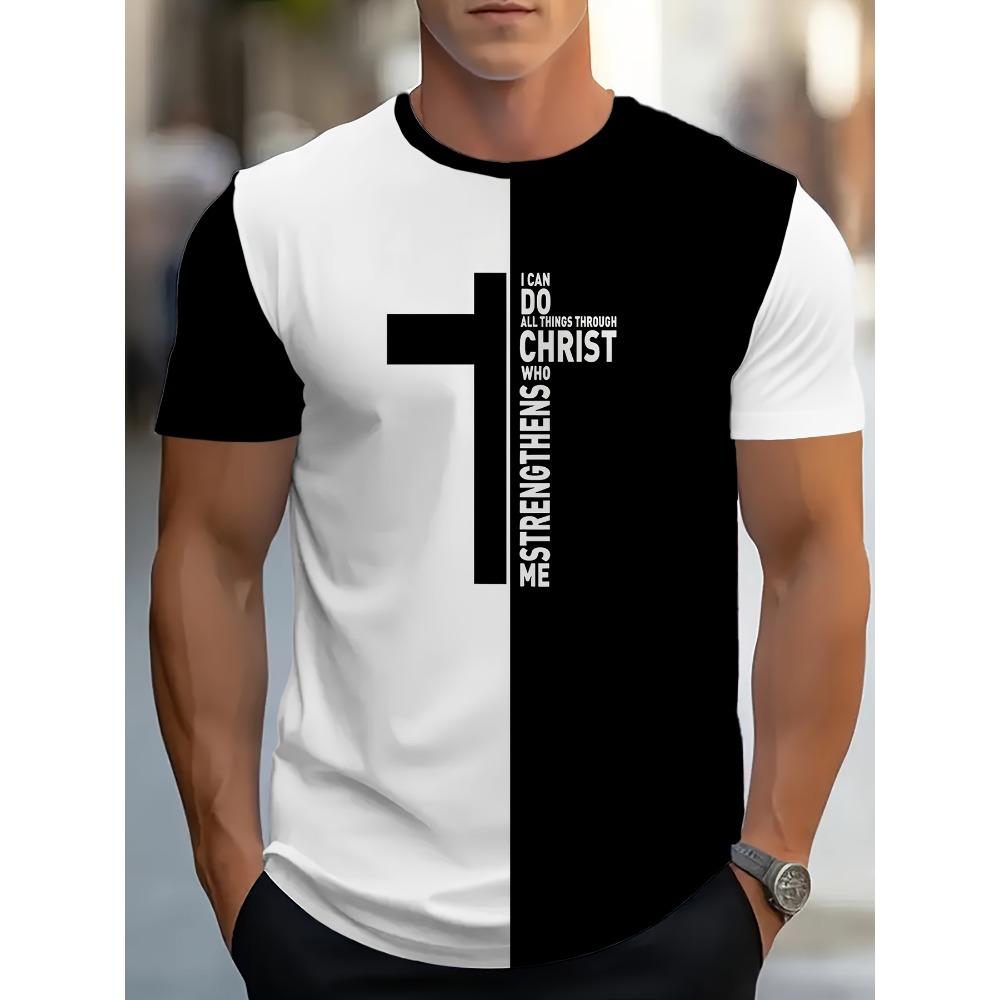 

Мужская футболка с христианским полицейским библейским узором, религиозный подарок с крестом, повседневная хип-хоп мода, повседневная футболка с круглым вырезом 2XL