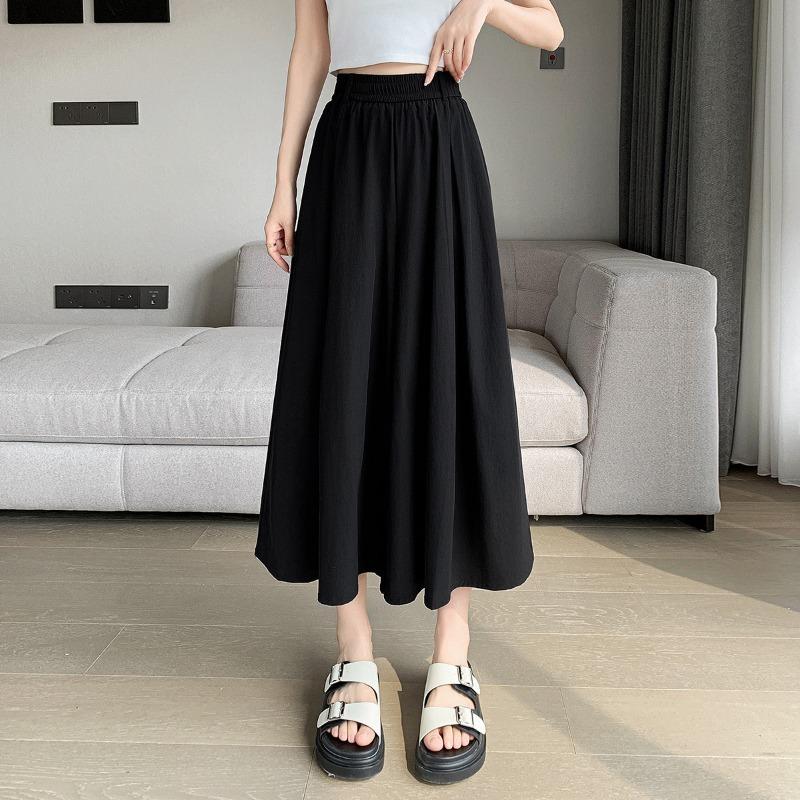 

Женские летние тонкие брюки в старинном стиле Юбка из ледяного шелка Широкие брюки Юбка-девятка Брюки Два в одном Свободные тонкие брюки для отдыха L чёрный