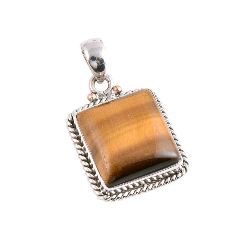 Natural Tiger's Eye Gemstone Handmade 925 Solid Silver Gift Pendant 1.50" W4u48