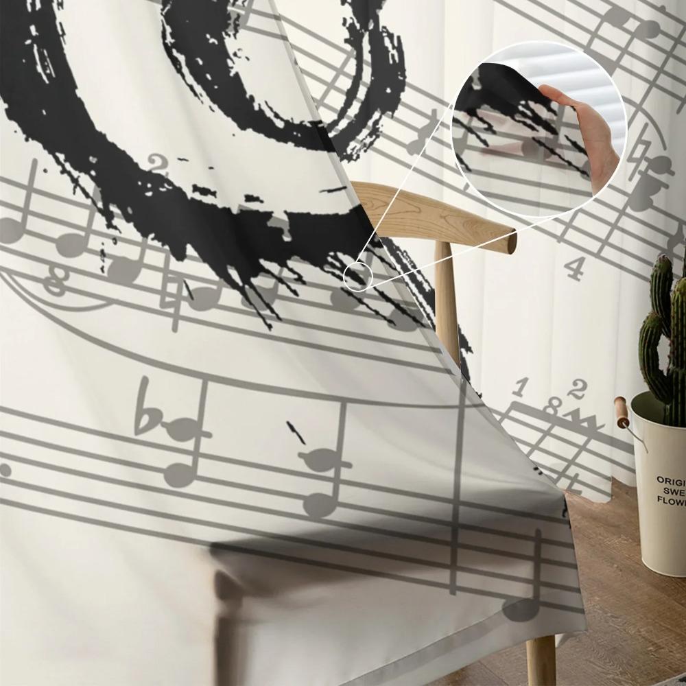 Music Notes Sheet Vintage Sheer Curtains for Bedroom Living Room Decoration Window Curtain Kitchen Tulle Voile Organza Drapes