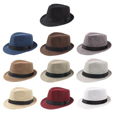 Muži Ženy Slaměný klobouk Fedora Trilby Kubánská sluneční čepice Panama s krátkou krempou Květinový letní klobouk