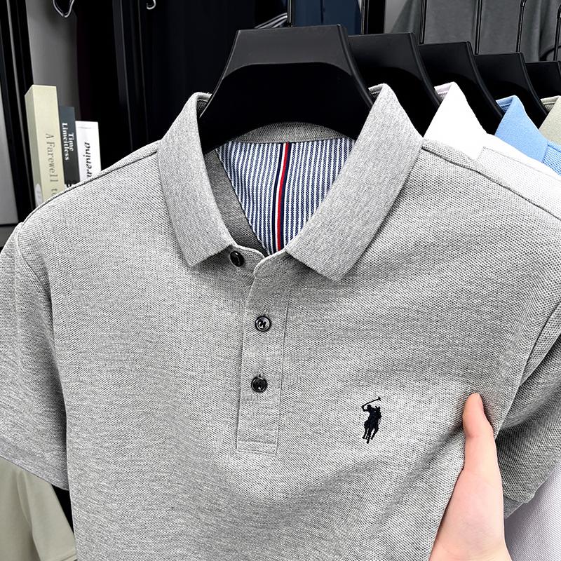 RogueWave 100% Pure Cotton Short Sleeved Men's Polo Shirt Fashion Embroidery Golf Top Casual Business T-shirt