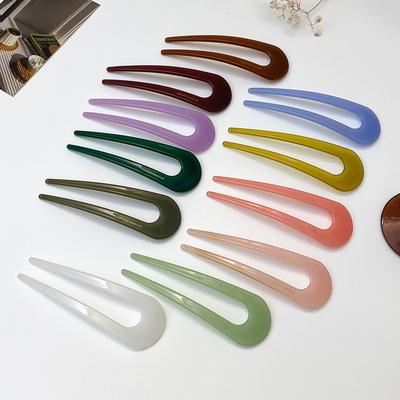 Fermacapelli Acrilico Monocolore a Forma di U per Donna Temperamento Coreano Fermaglio Semplice Accessori per Capelli Ragazza Copricapo