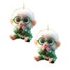 Monkey Car Hanging Pendants Acrylic 2D Car Charms for Backpack Keychain Cute Rearview Mirror Decoration Christmas Gift for Friends