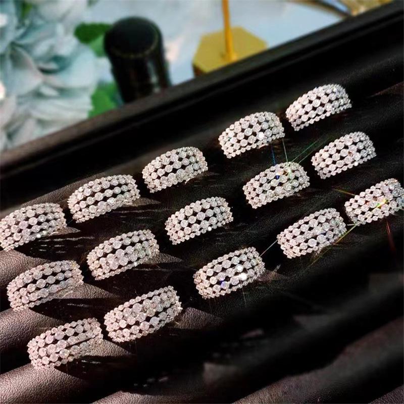 French Romantic Multi-layer Zircon High Carbon Diamond Women's Wedding Ring