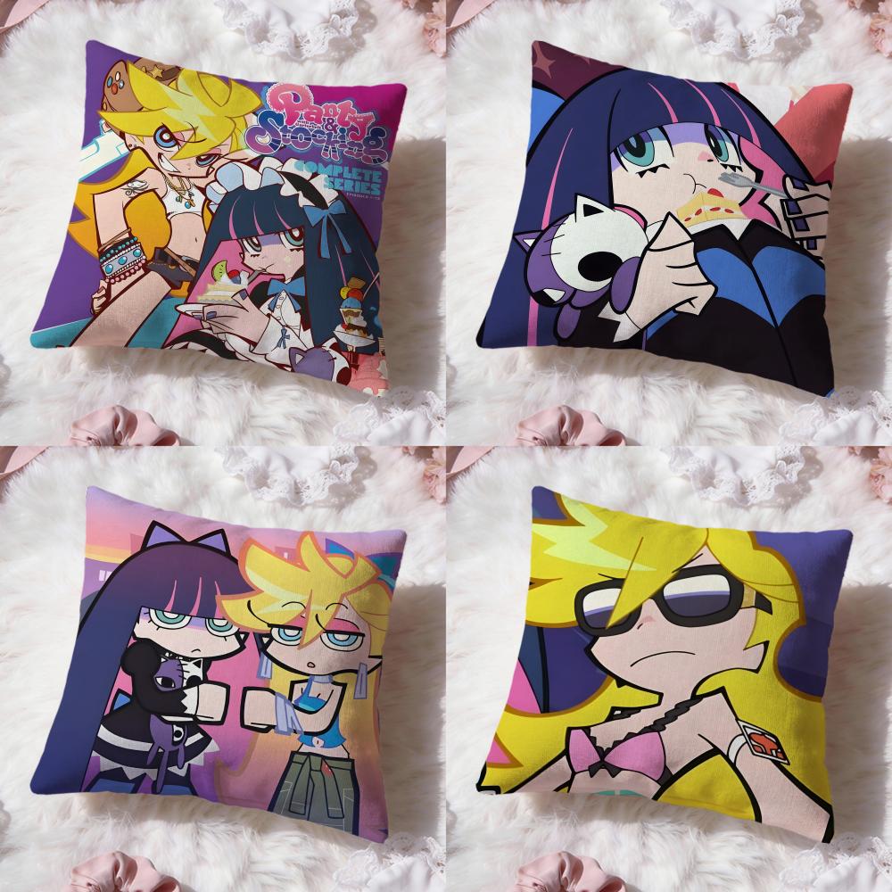 P-panty and Stockings Cushion Cover Premium Comfort Reversible Pillow Cove -Two In One Design for Any Room & Car Interior