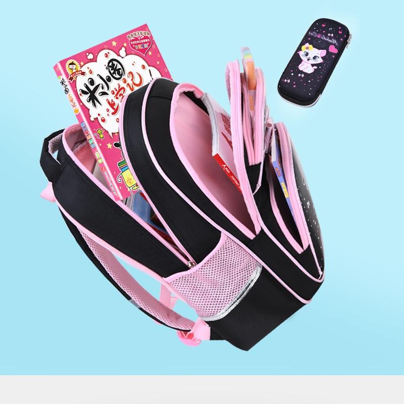 1PC New Korean Primary PU Leather School Bag Fashion Cute Girls With Cute Cat Orthopaedic Waterproof Backpack