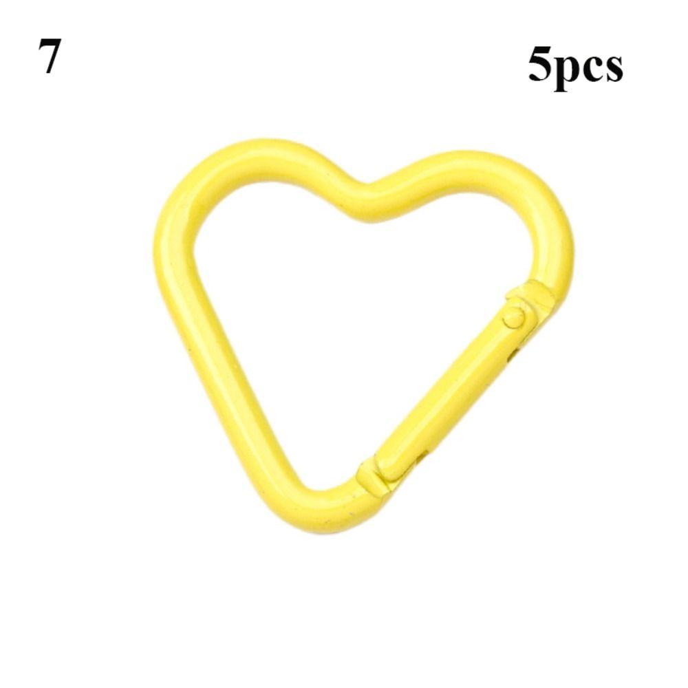

5 шт. Карабин в форме сердца, разноцветный, пряжка для ремня сумки, новый триггер с кнопкой в форме сердца, кошельки, сумки 7