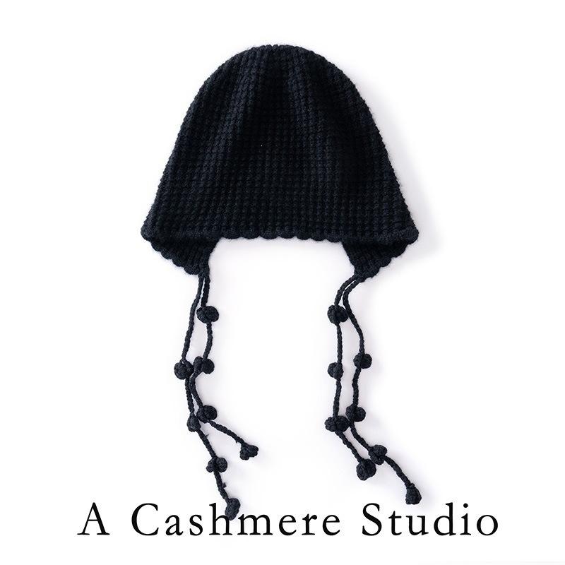 Hipster braid cashmere hat wool hat women's autumn and winter warm big head circumference ear protection knitted hat bag head cold hat
