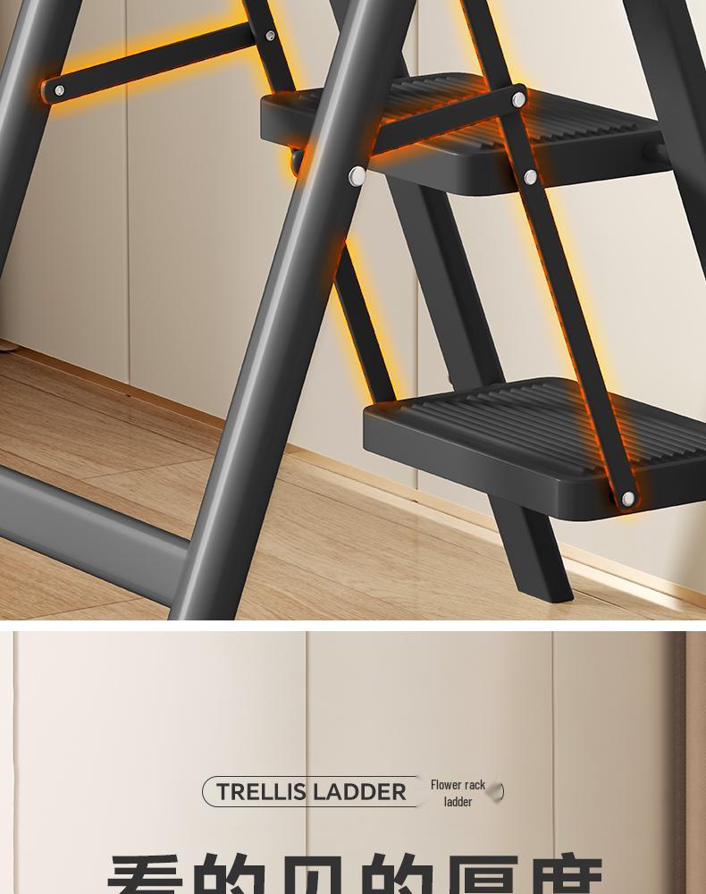 Multifunctional Folding A-Frame Telescopic Ladder: Indoor Thickened 3 or 4-Step Climbing Ladder