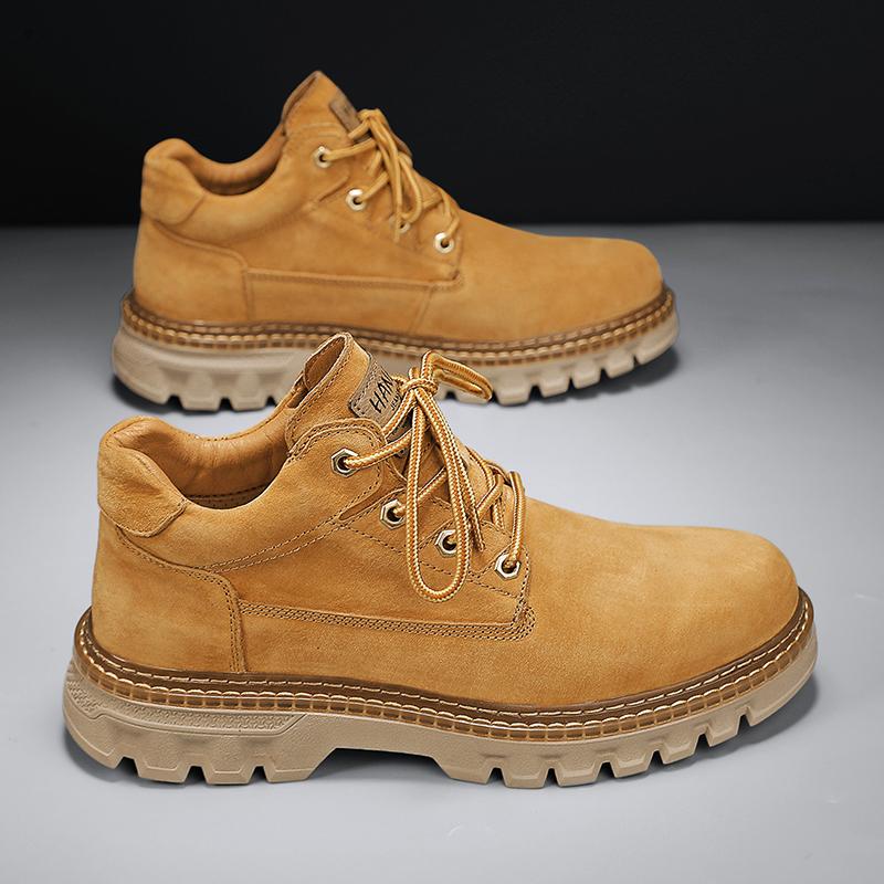 2024 Winter Ankle Boots Men's Boots Outdoor Comfortable Yellow Boots with Classic Design High Top Men Casual Shoes