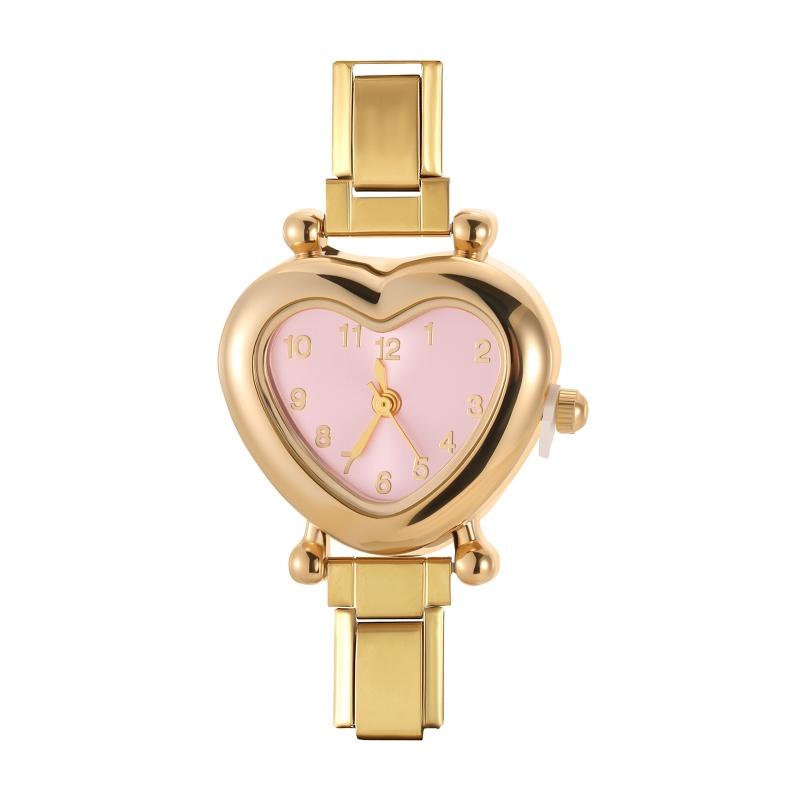 Y2K Vintage Zircon 9MM Width Italian Charm Heart Shape Watch High Quality Stainless Steel Bracelets Bangle for Birthday Gifts