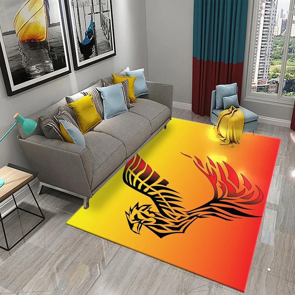 Czerwony Dywan z Feniksem 3D Dywanik Obszarowy Duży Dywan do Salonu Sypialni Dekoracja Sofy Kuchnia Łazienka Antypoślizgowa Mata Podłogowa Dywan