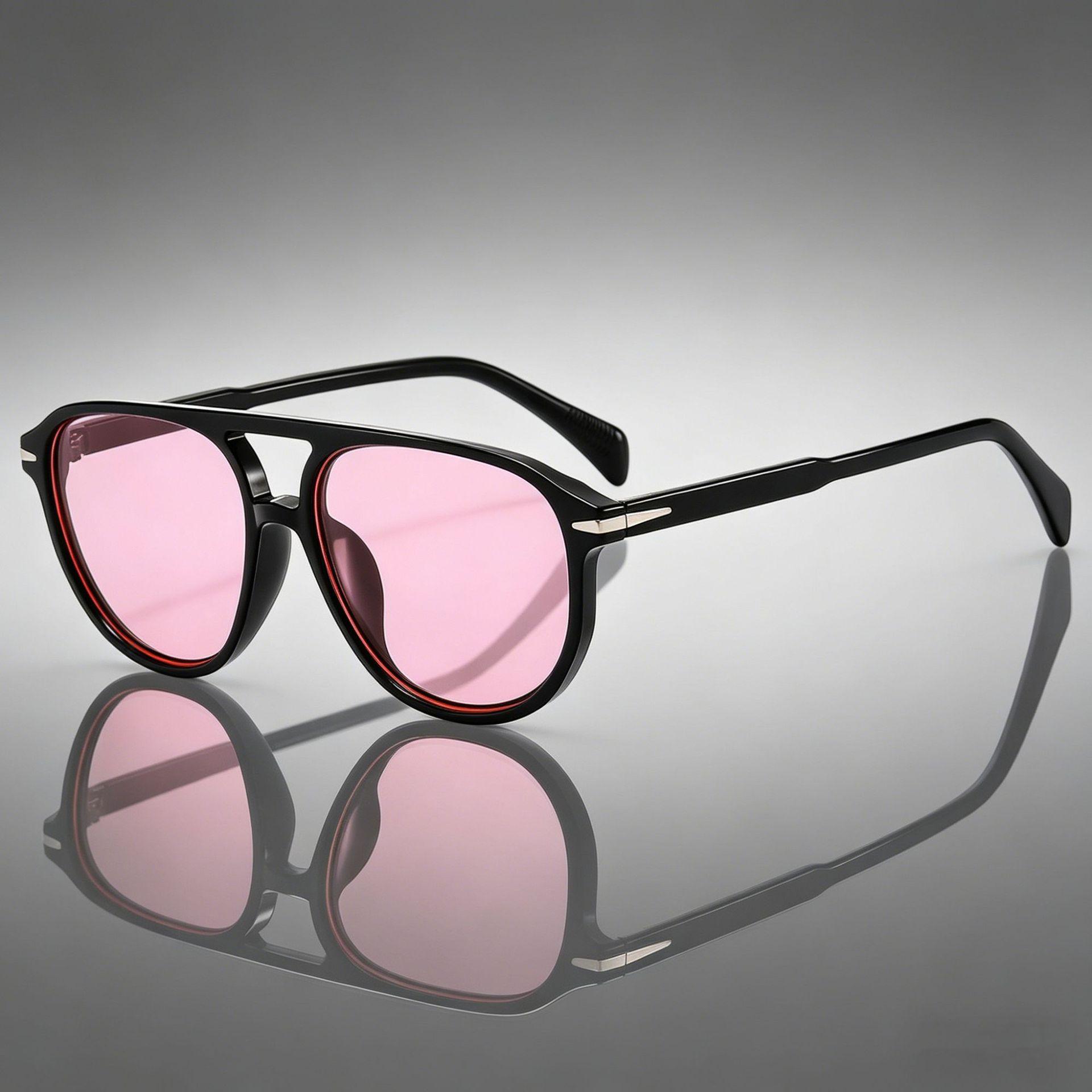 Unisex Fashionable UV Protection Double Bridge Sunglasses - Large European & American Style, Model 89262