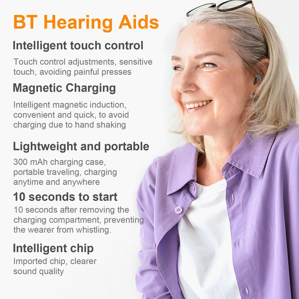 1 Pair Sound Aids Magnetic Charging Simple to Operate Intelligent Noise Reduction Hearing Sound Amplifier