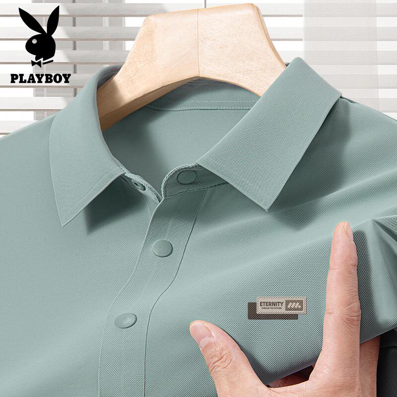 PLAYBOY Men s Ice Silk Short Sleeve Polo Shirt L