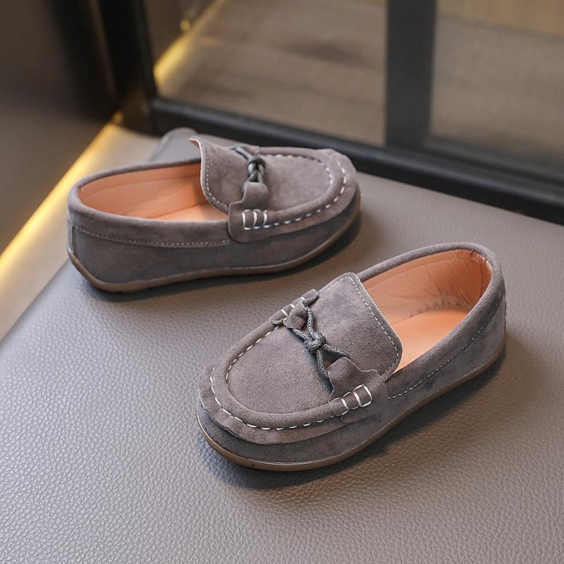 Детские бархатные туфли-бобы кожаные туфли 33 yards inner length 21cm серый — фото 4