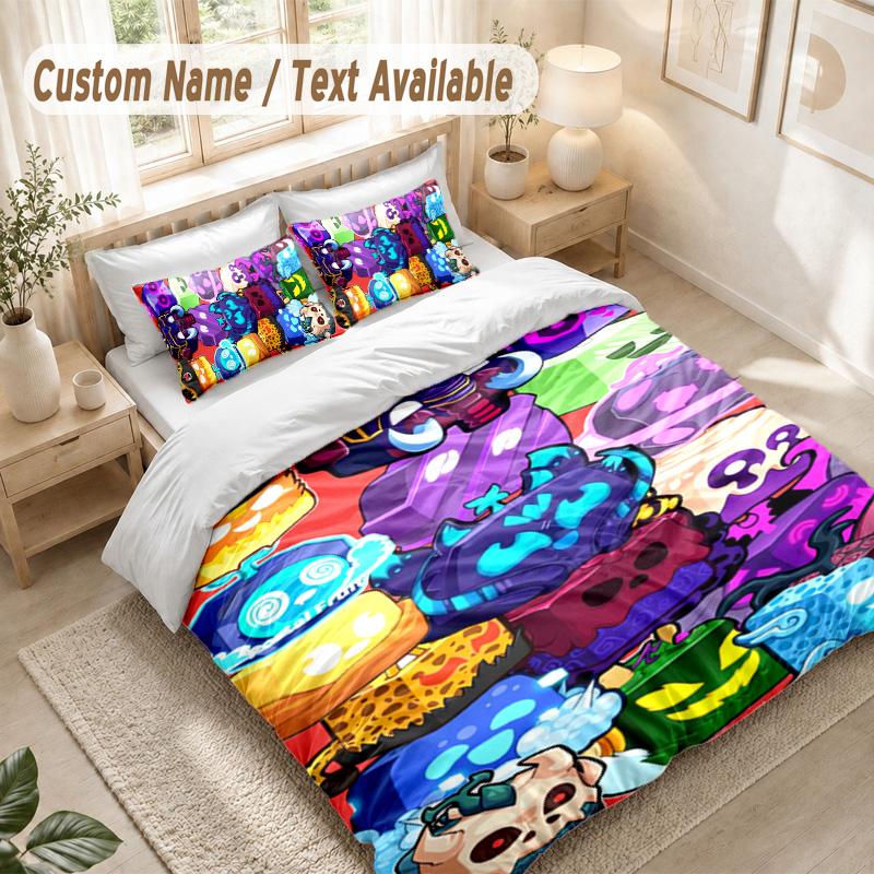 Blox Fruits Bedding Set, 1 Duvet Cover & 2 Pillowcases Soft Comfortable Bedroom Home Textile Decor