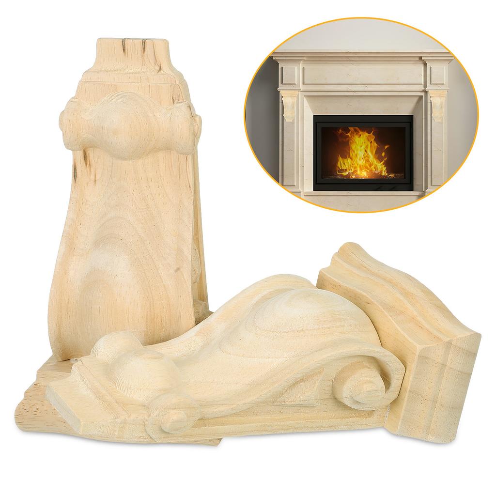 2 Pcs Corbels for Fireplace Mantel Decorative Farmhouse Carved Onlay Applique Wall for Furniture Onlays Wood Trim Corbels