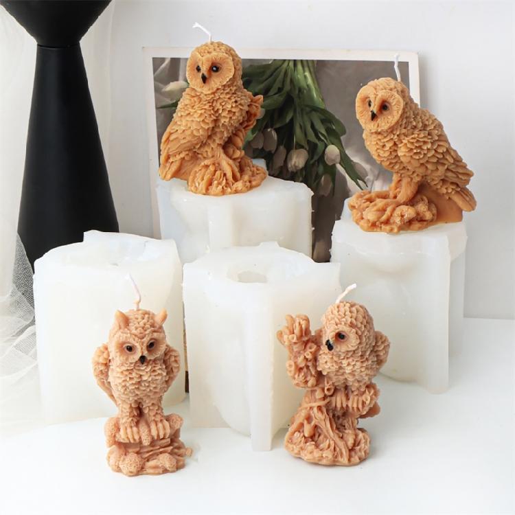 Home Decors Owl Candle Silicone Mould Sturdy Silicone Owl Shaped Candle Casting Mould for Professional and Beginners