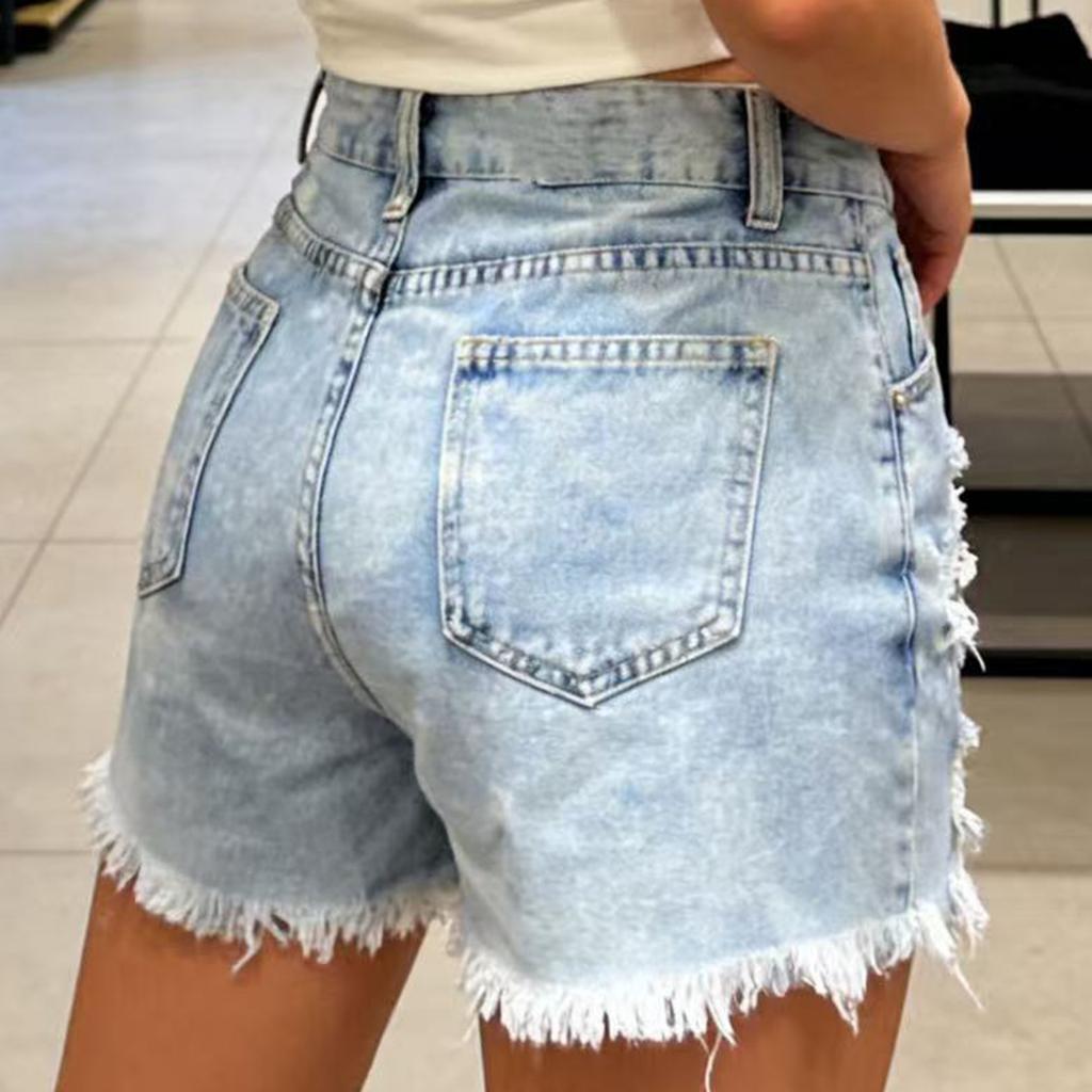 Women's Color Jeans Stretch Slim Fit Distressed Denim Shorts