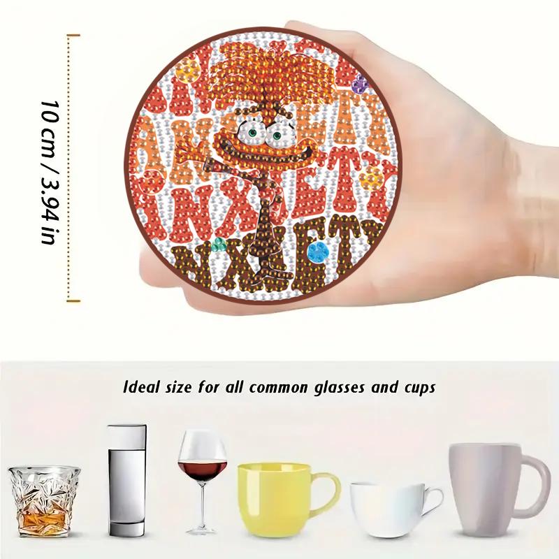 8 szt./zestaw Podkładki DIY do malowania diamentami z uchwytem Antypoślizgowe drewniane podkładki ociekowe Kryształowe cyrkonie Diamentowe podkładki artystyczne dla dorosłych