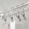 20Pcs Stainless Steel Metal Long Tail Clip with Hooks Rustproof Strong Grip Spring-Loaded Versatile Clothespins Universal Hanging Clips