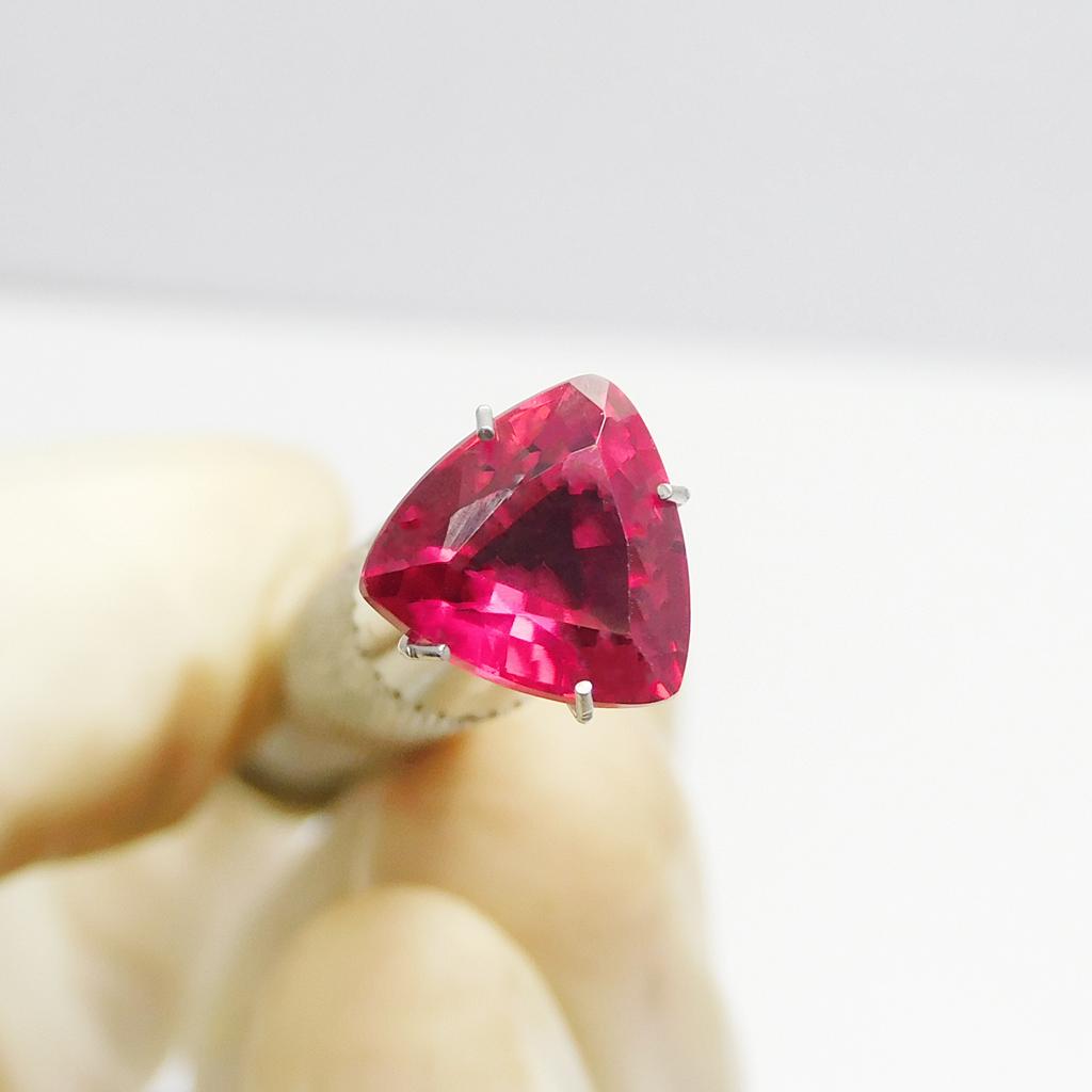 Natural Red Ruby 3.4ct Trillion Cut Certified Loose Gemstone